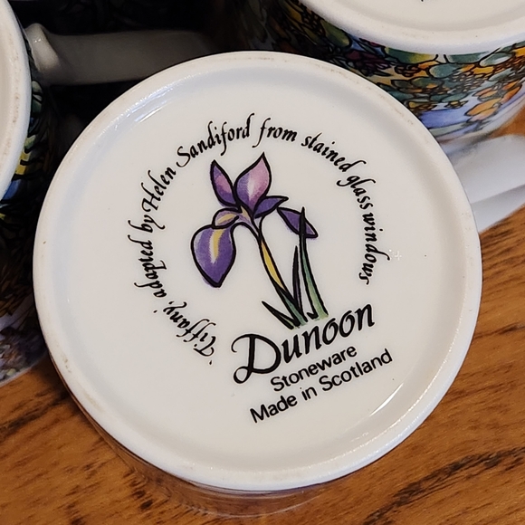 Dunoon Scotland Mugs Helen Sandiford Tiffany Stained Glass Iris Daffodil Floral - Picture 3 of 14